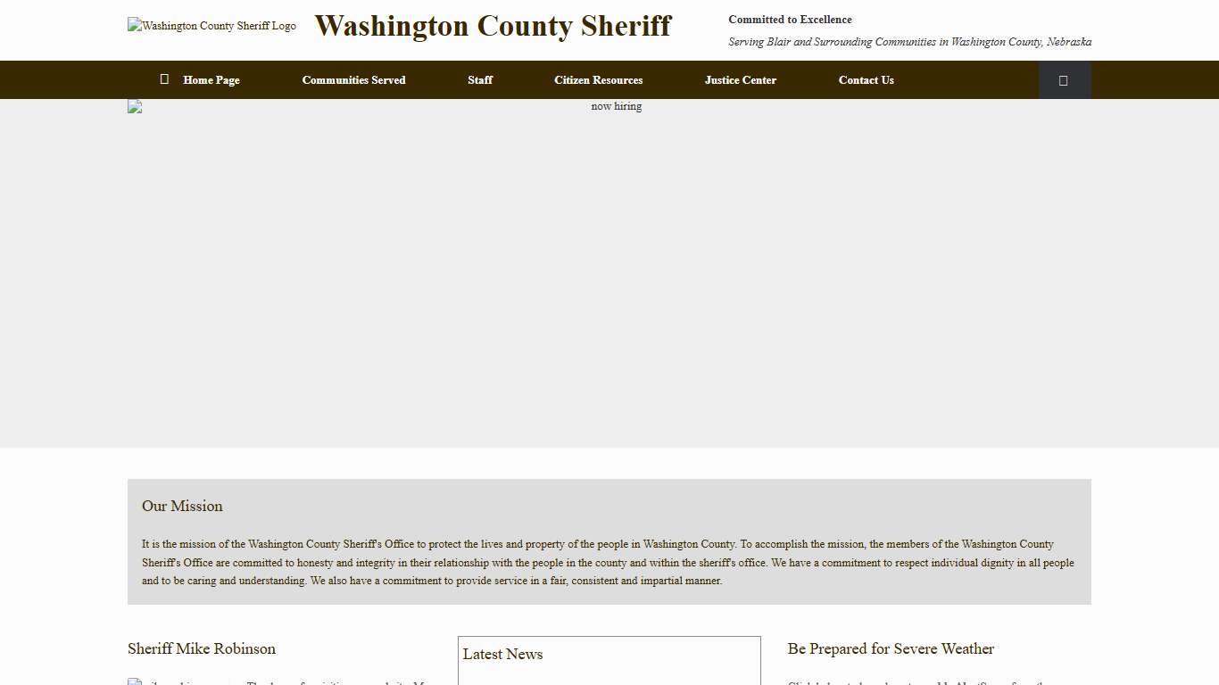 Washington County Sheriff – <b>Committed to Excellence>/b>